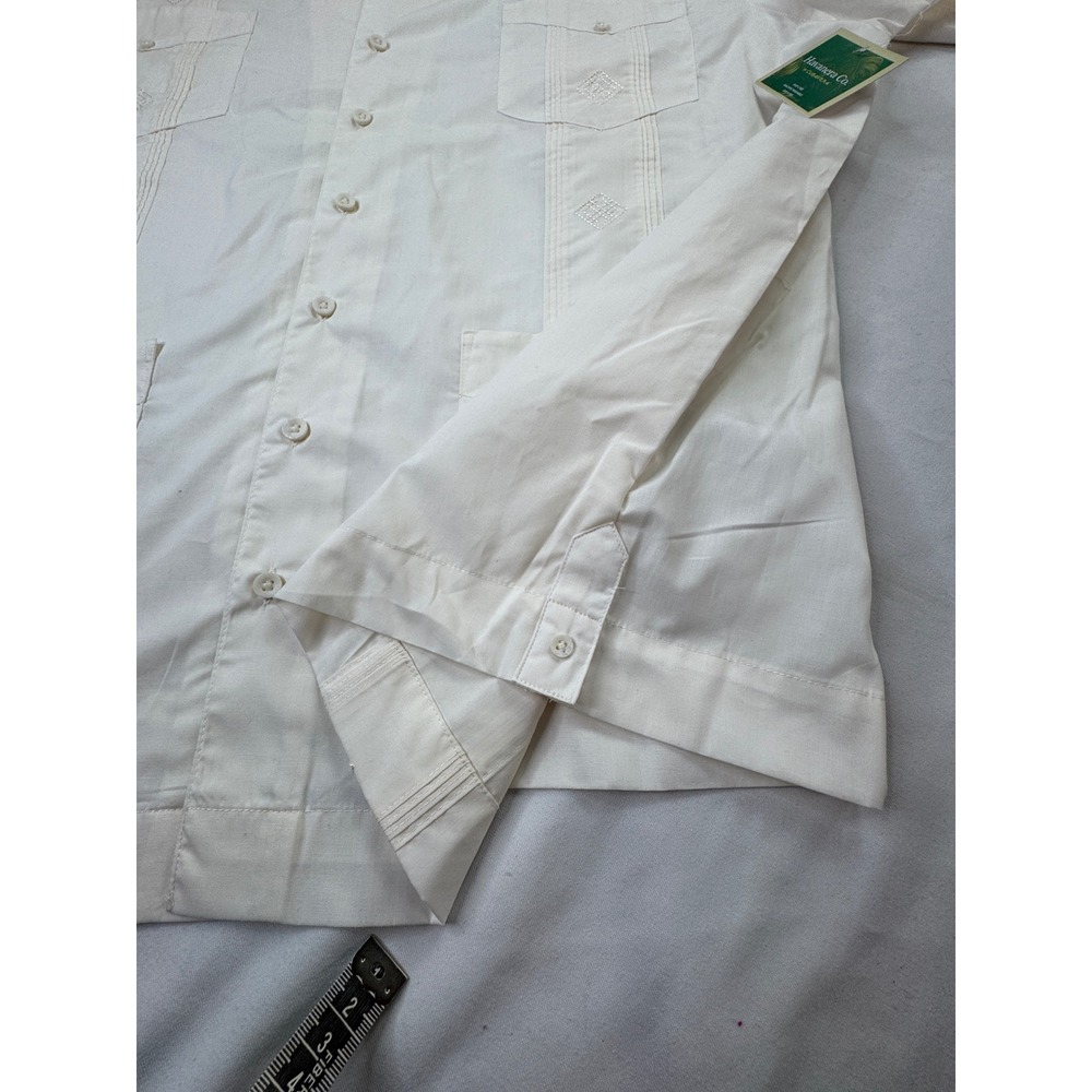 Havanera Co Cubavera Mens 2XL Guayabera Shirt Cream Color Short Sleeve New - Picture 12 of 16